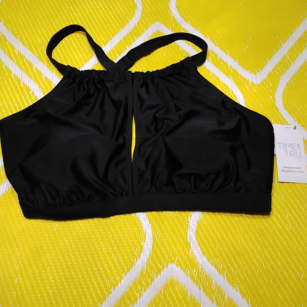Time And Tru Halter Black Bikini Top Plus Sz: 2X (20W-22W)